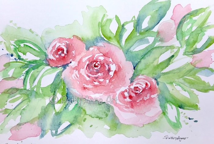 Roses watercolor painting